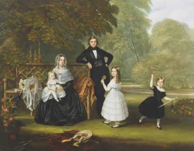 A Victorian Family in a Garden by Robert Langley